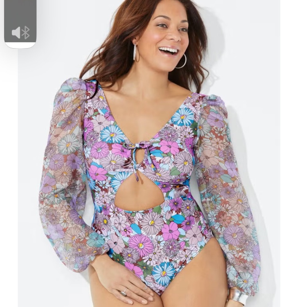 Cup sized chiffon sleeve one piece garden dream size 16 swimsuits for all